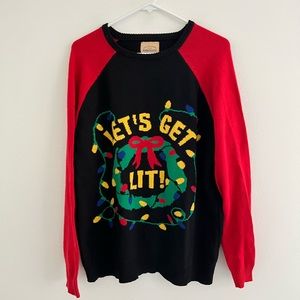 Roebuck & Co Let’s Get Lit ugly Christmas Sweater Large
